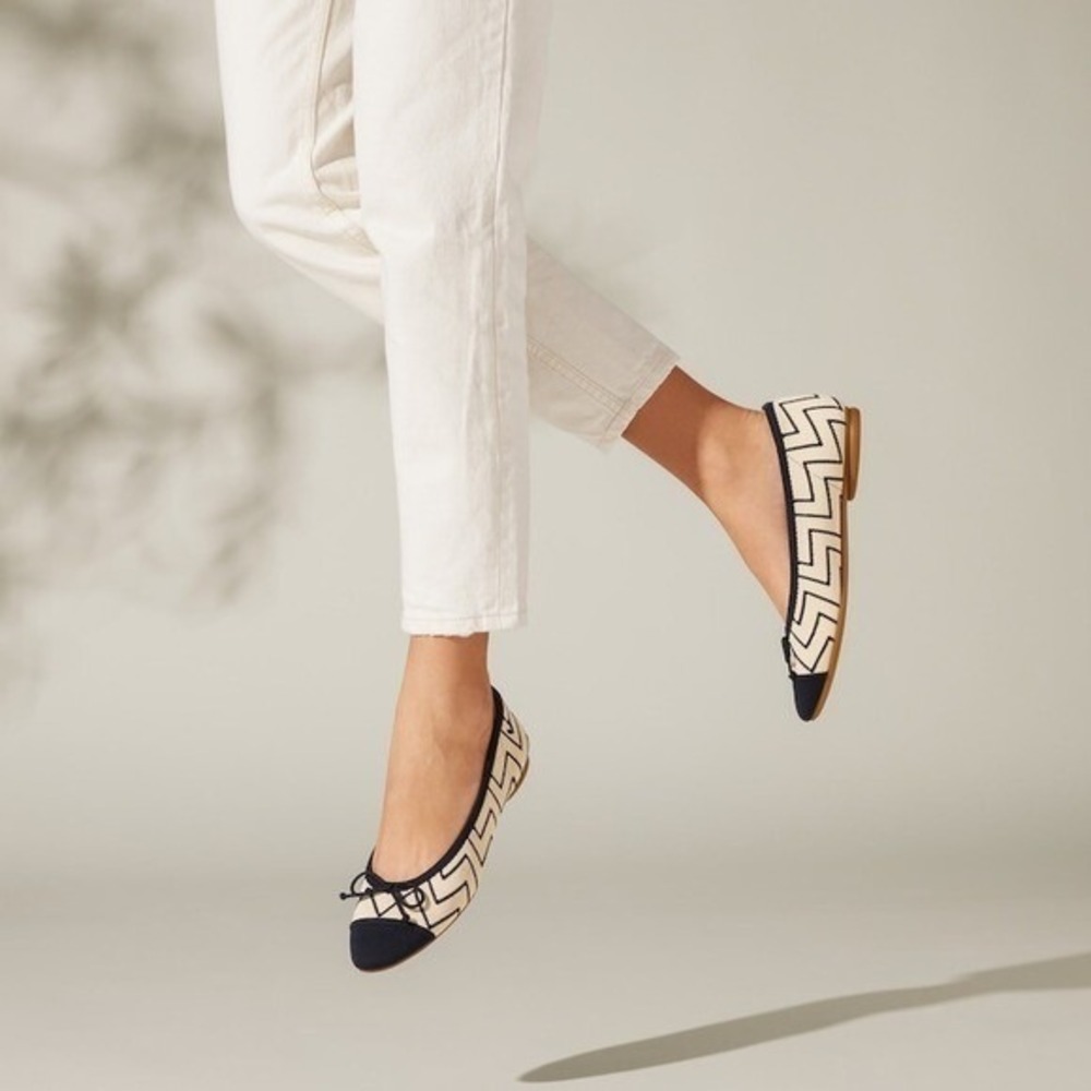 VIVAIA Ballet Flats Zigzag‎ Knit Pointed Toe Comfortable Slip On Shoes US/8